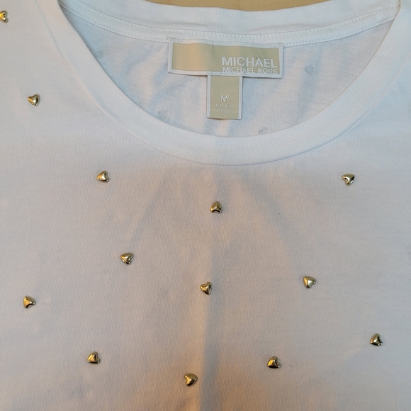 MICHAEL Michael Kors Tops - MICHAEL Michael Kors white knit top gold-tone heart studs Size Medium